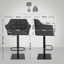 Stilren justerbar barstol med filtklädsel och fotstöd