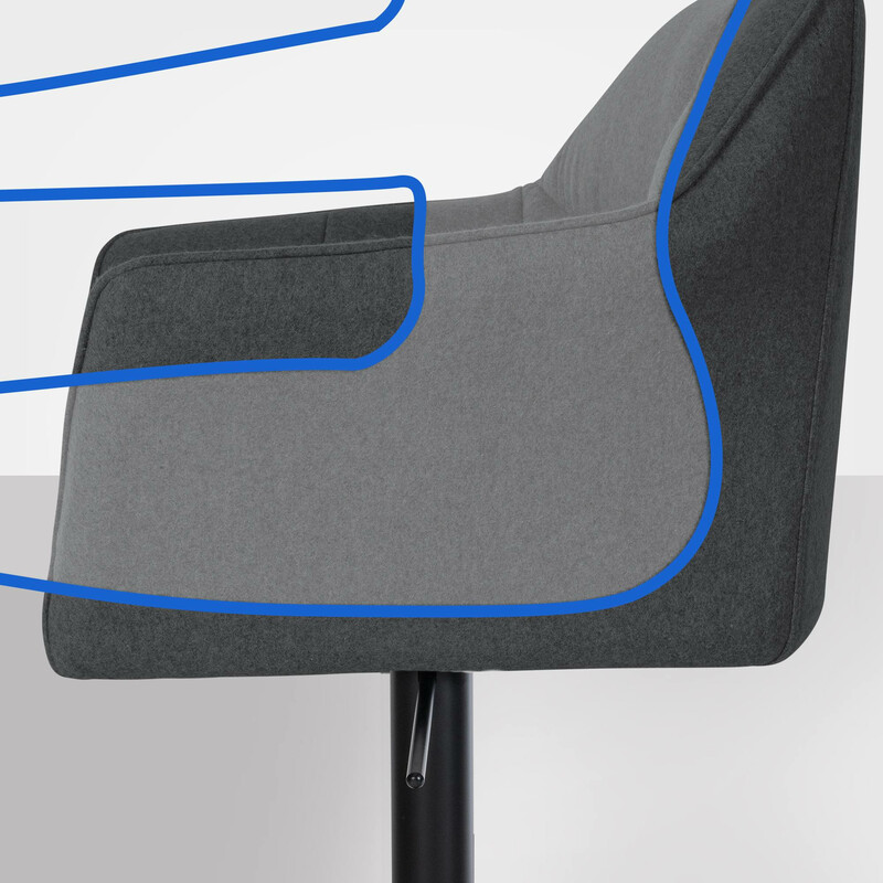 Stilren justerbar barstol med filtklädsel och fotstöd