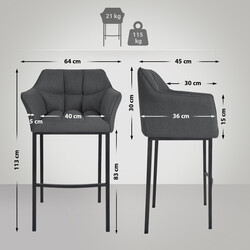 Elegant barstol med filtklädd sits och ryggstöd