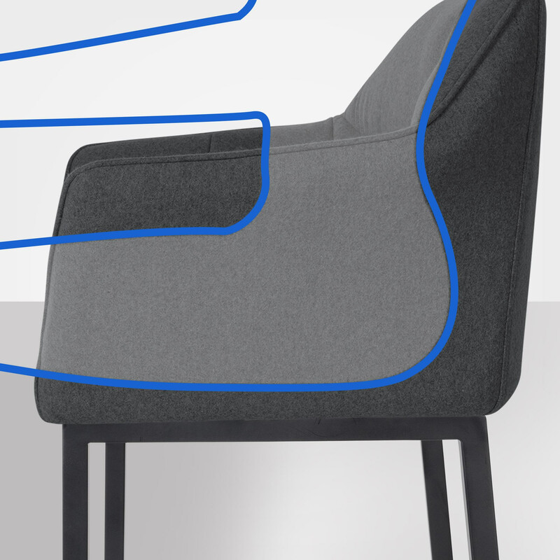 Elegant barstol med filtklädd sits och ryggstöd