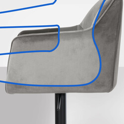 Elegant justerbar barstol i sammet med fotstöd