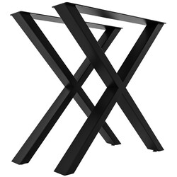 X-formade bordsben i pulverlackerat stål för stabilitet