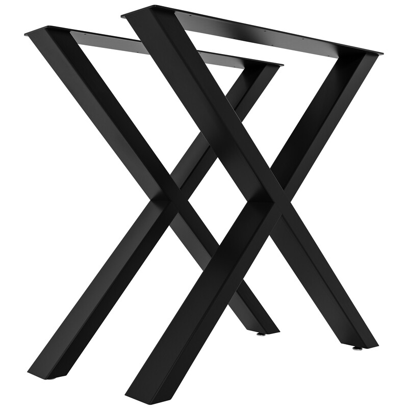 X-formade bordsben i pulverlackerat stål för stabilitet