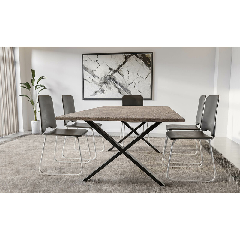 X-formade bordsben i pulverlackerat stål för stabilitet