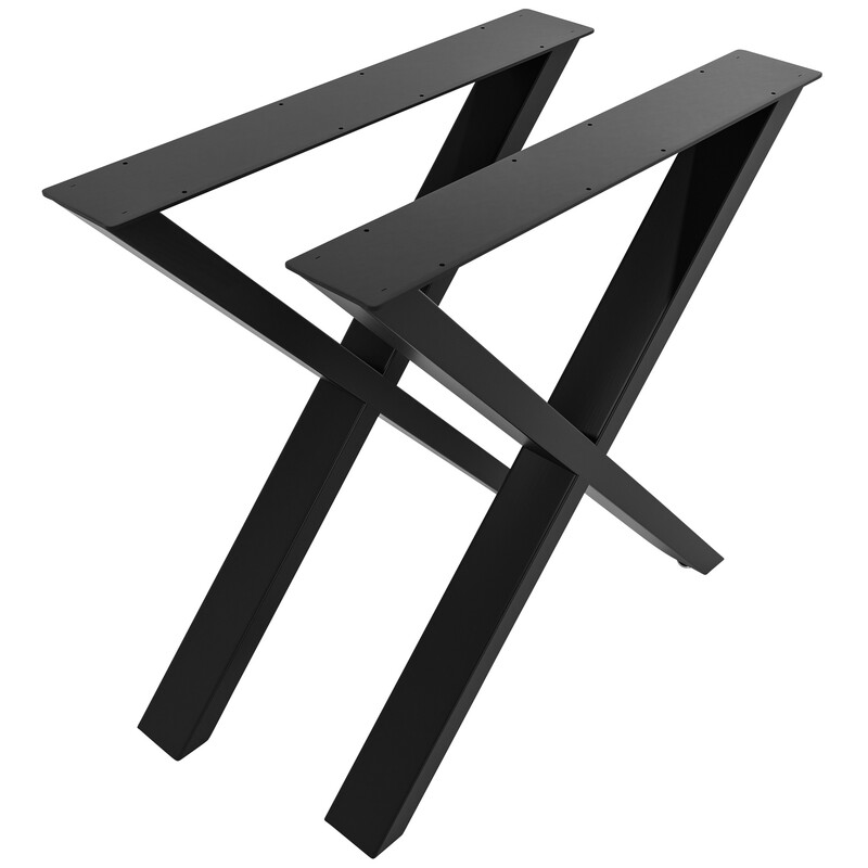 X-formade bordsben i pulverlackerat stål för stabilitet