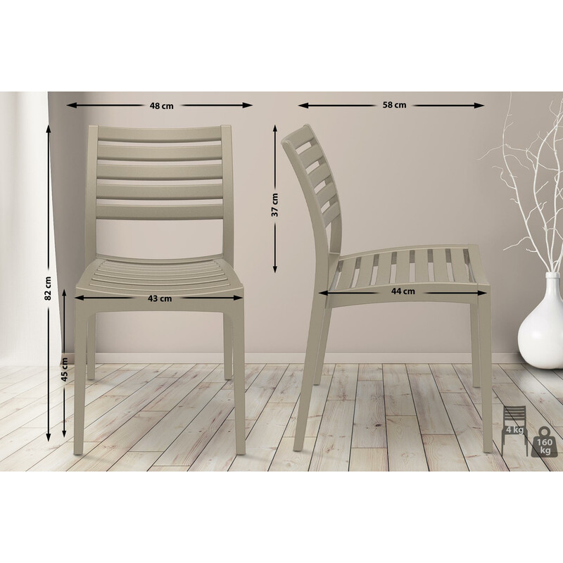 Stapelbar väderbeständig trädgårdsstol i plast för utomhusbruk