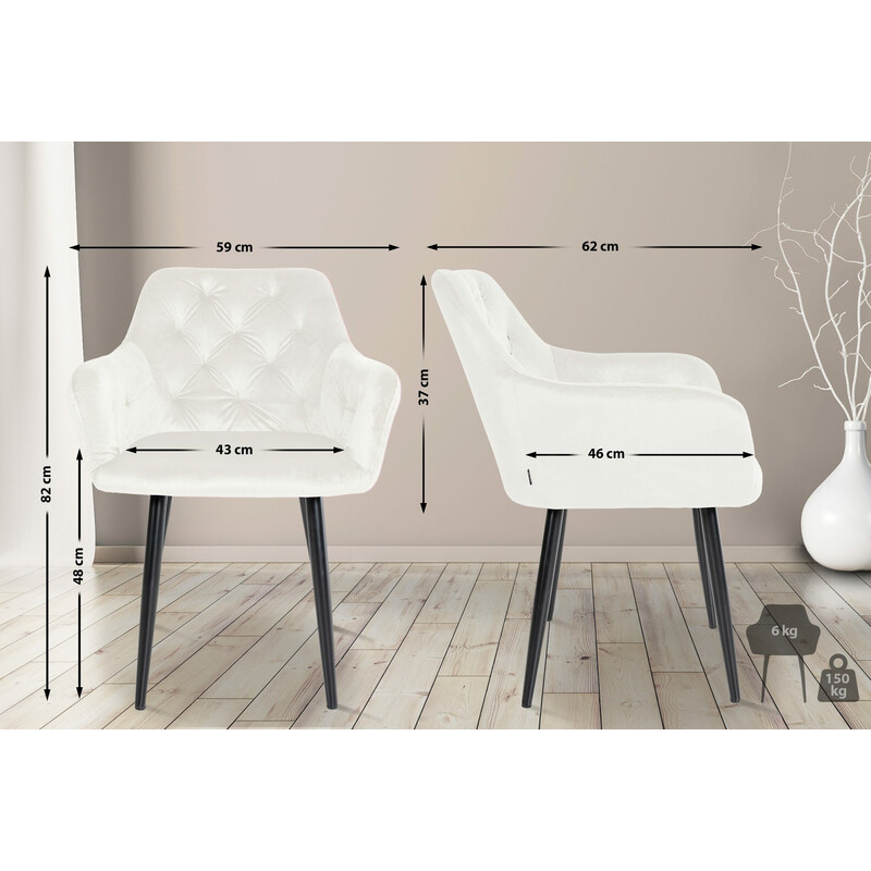 Elegant och bekväm matstol i sammet med metallram