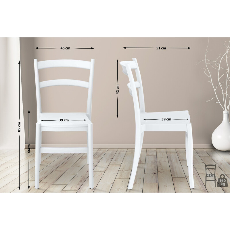 Stapelbar väderbeständig plaststol för inom- och utomhusbruk