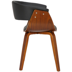 Elegant och modern matstol i böjt trä och konstläder