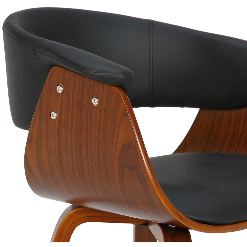 Elegant och modern matstol i böjt trä och konstläder