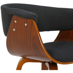 Elegant bruce-stol i böjt trä och slitstark tygklädsel