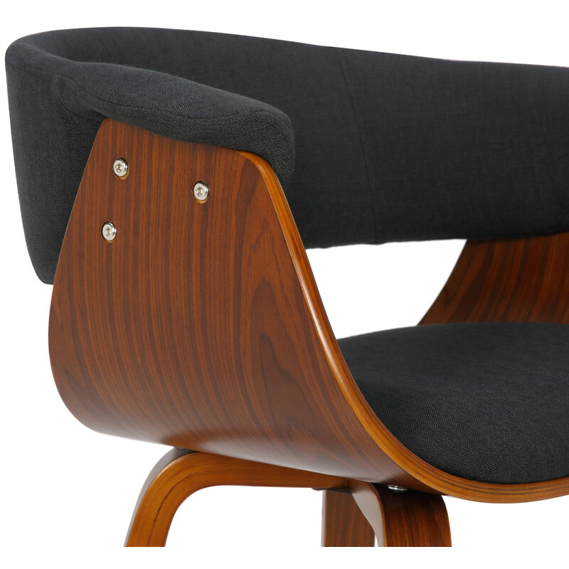 Elegant bruce-stol i böjt trä och slitstark tygklädsel