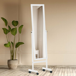 Elegant helkroppsspegel med justerbar lutning och hjul