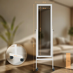 Elegant helkroppsspegel med justerbar lutning och hjul