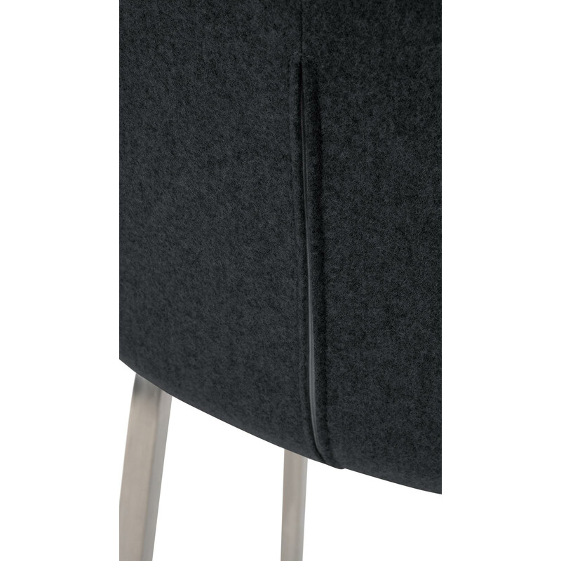 Elegant barstol i filt med rostfritt stålstomme