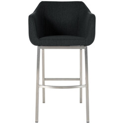Elegant barstol i filt med rostfritt stålstomme