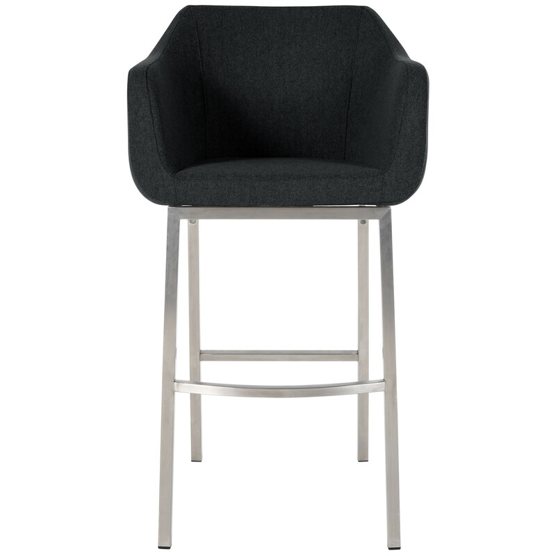 Elegant barstol i filt med rostfritt stålstomme