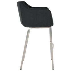 Elegant barstol i filt med rostfritt stålstomme