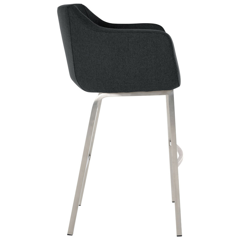 Elegant barstol i filt med rostfritt stålstomme