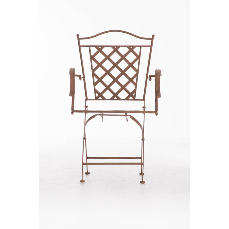 Handgjord järnstol med antikpatina för trädgård och terrass