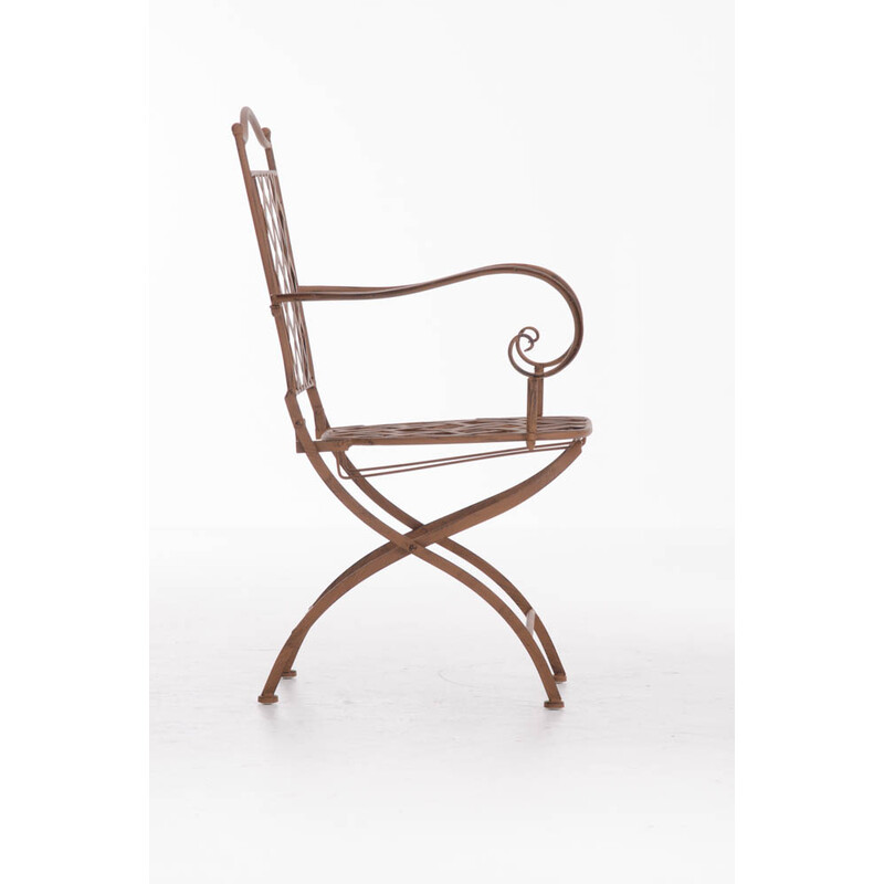 Handgjord järnstol med antikpatina för trädgård och terrass