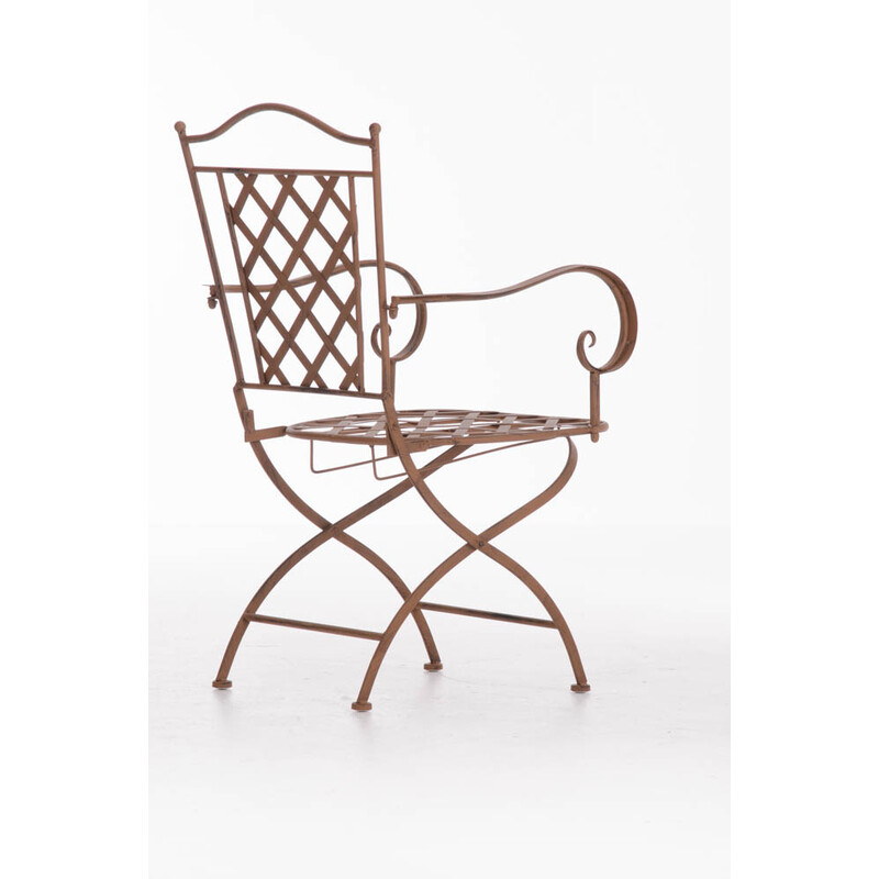 Handgjord järnstol med antikpatina för trädgård och terrass