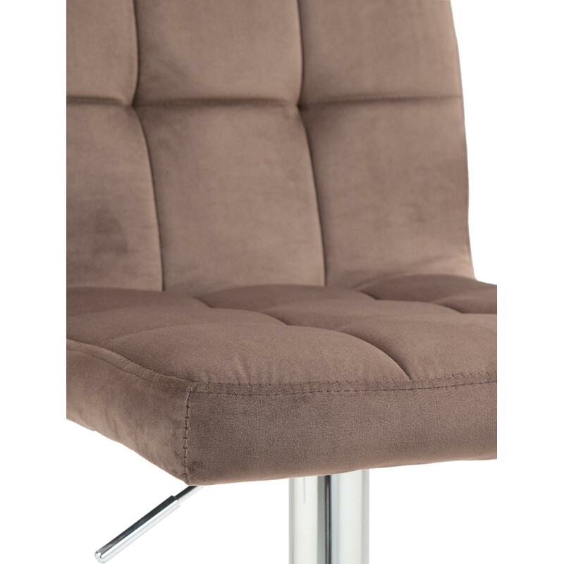 Elegant justerbar barstol i quiltat sammet med metallbas