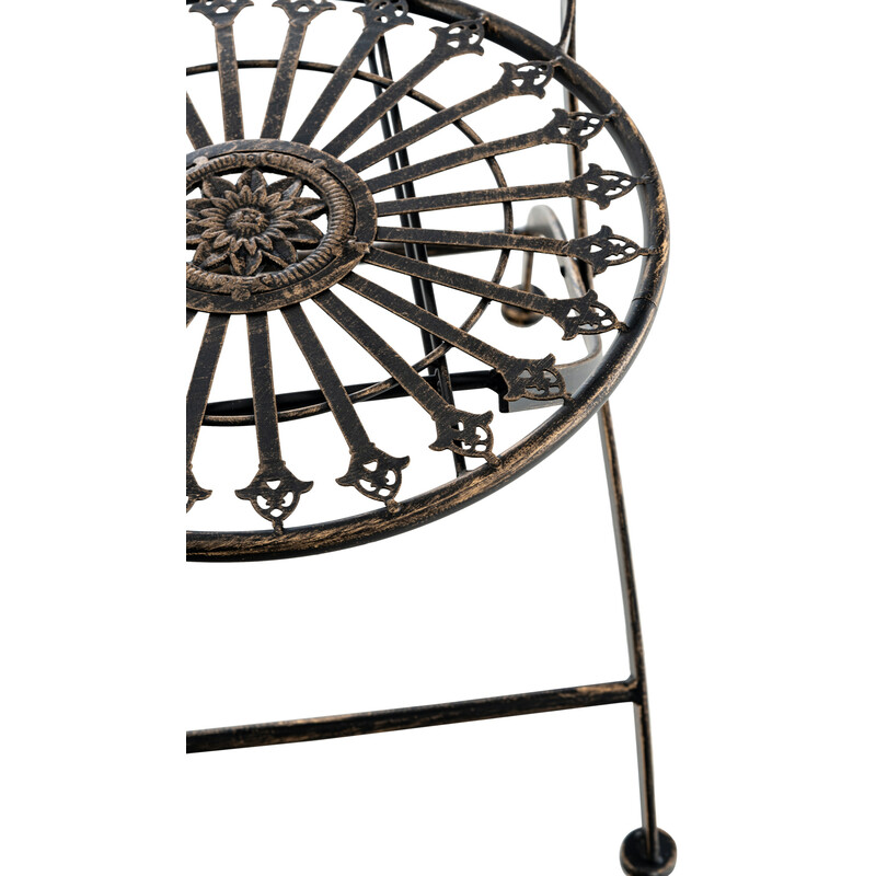 Vikbara trädgårdsstolar i järn med antik patina