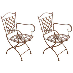 Nostalgiska handtillverkade trädgårdsstolar i järn med antikpatina