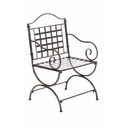 Nostalgisk handgjord trädgårdsstol i järn med antikpatina