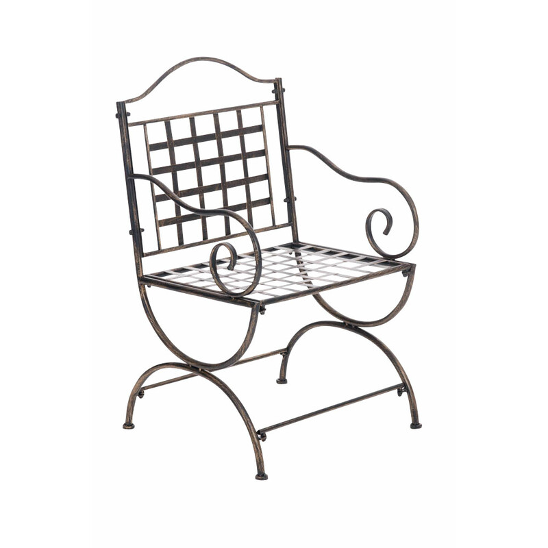 Nostalgisk handgjord trädgårdsstol i järn med antikpatina