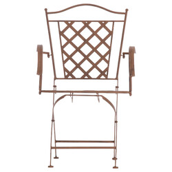 Nostalgiska handtillverkade trädgårdsstolar i järn med antikpatina