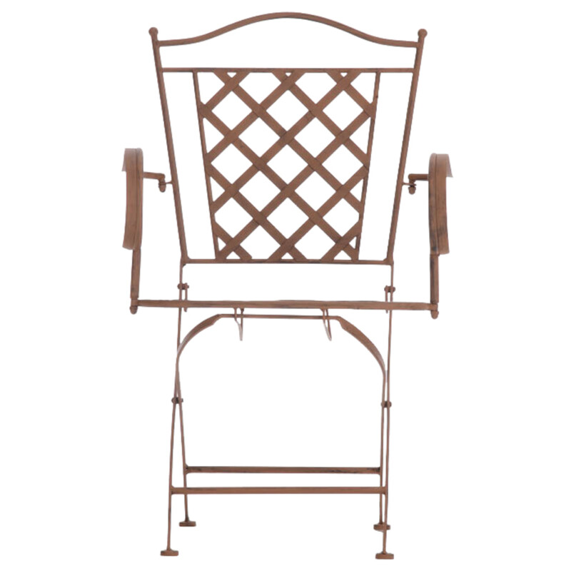 Nostalgiska handtillverkade trädgårdsstolar i järn med antikpatina