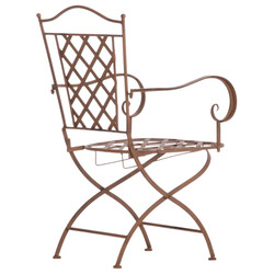 Nostalgiska handtillverkade trädgårdsstolar i järn med antikpatina