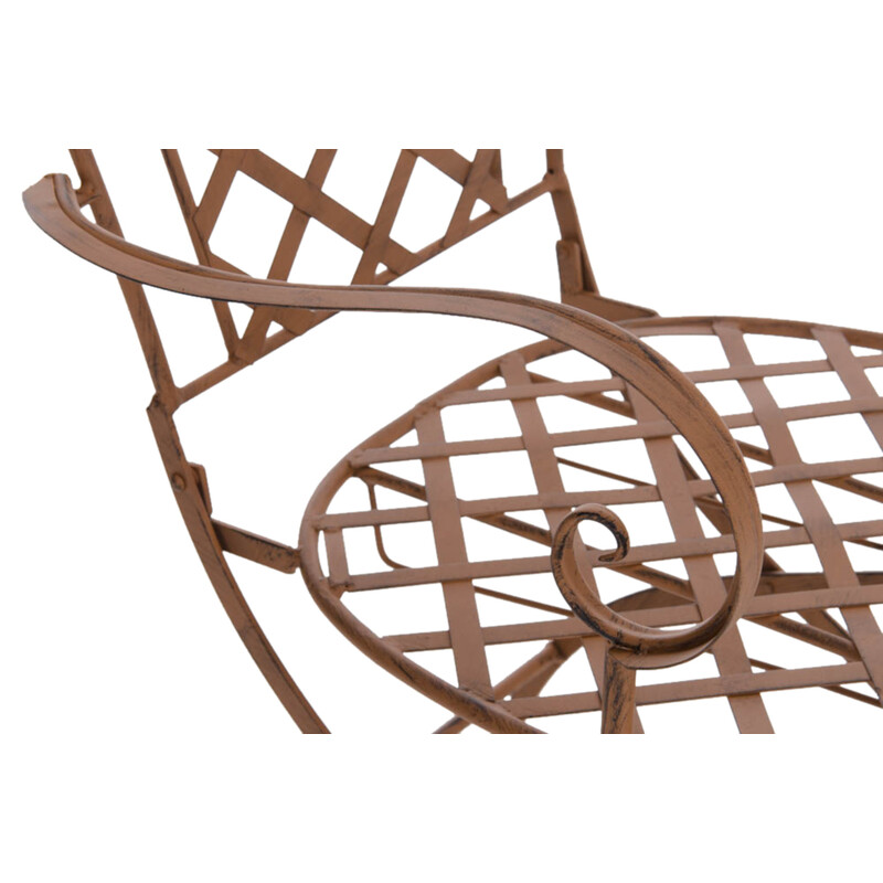 Nostalgiska handtillverkade trädgårdsstolar i järn med antikpatina