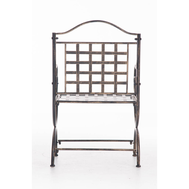 Nostalgisk handgjord trädgårdsstol i järn med antikpatina