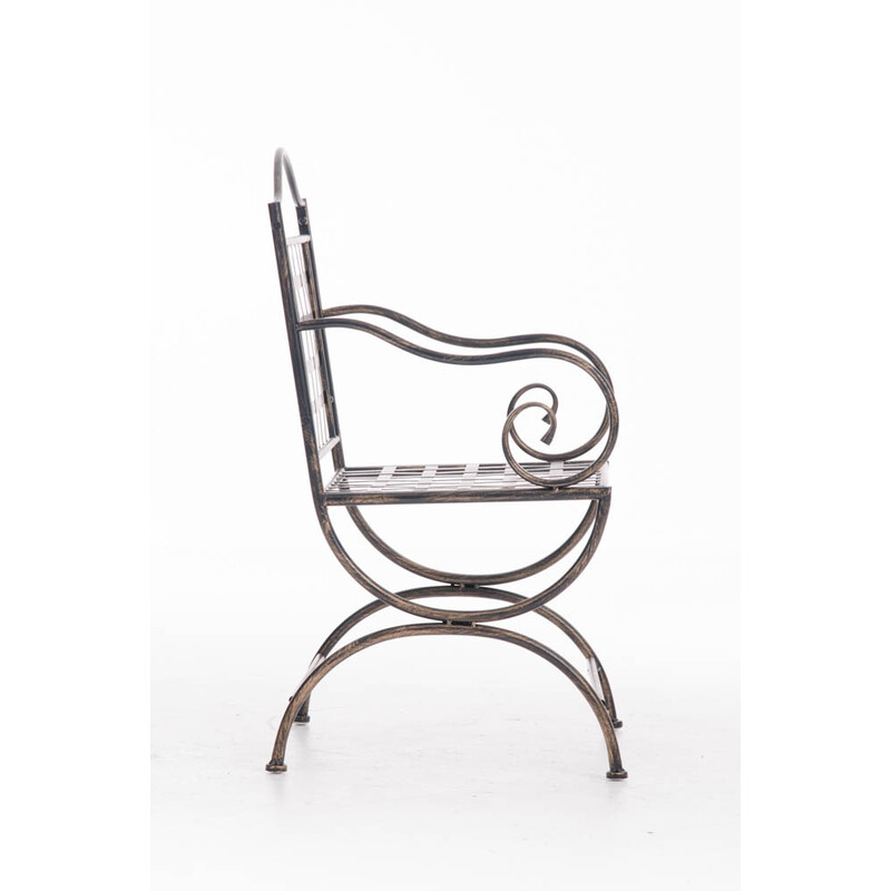 Nostalgisk handgjord trädgårdsstol i järn med antikpatina