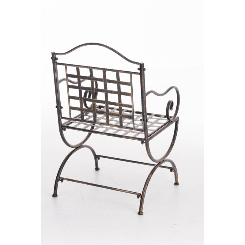 Nostalgisk handgjord trädgårdsstol i järn med antikpatina