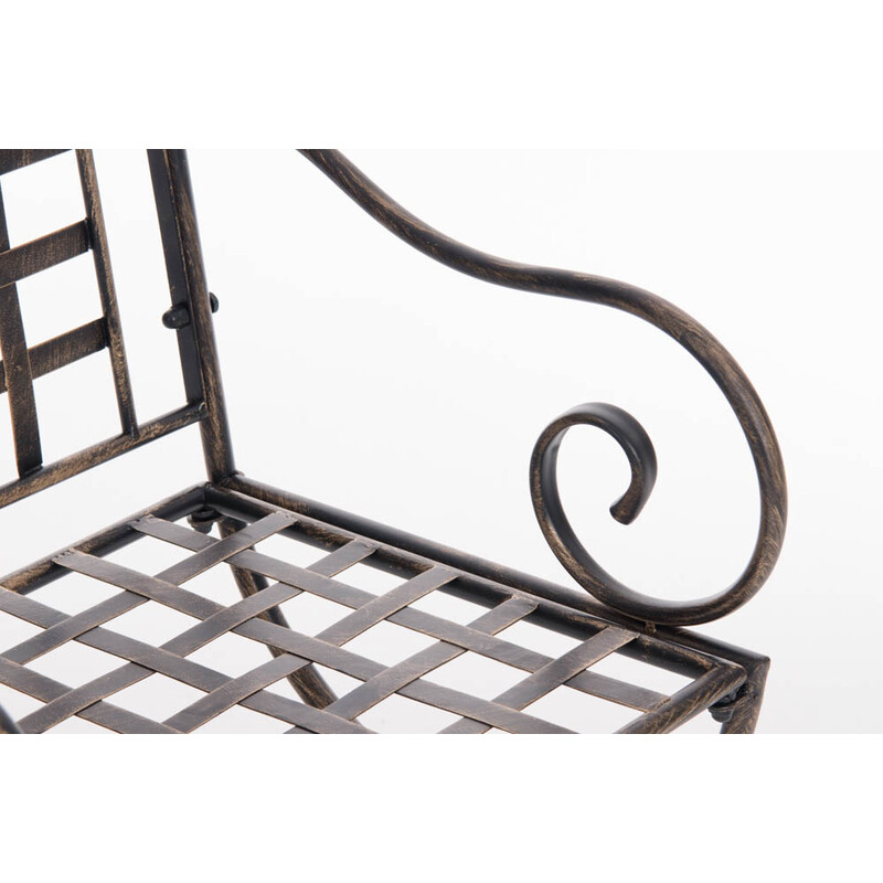 Nostalgisk handgjord trädgårdsstol i järn med antikpatina