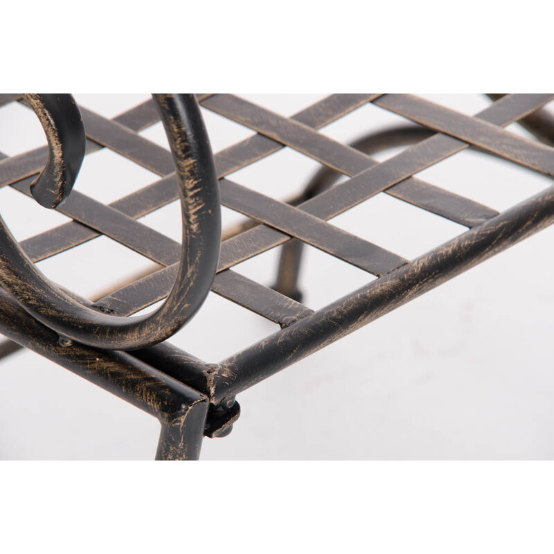 Nostalgisk handgjord trädgårdsstol i järn med antikpatina