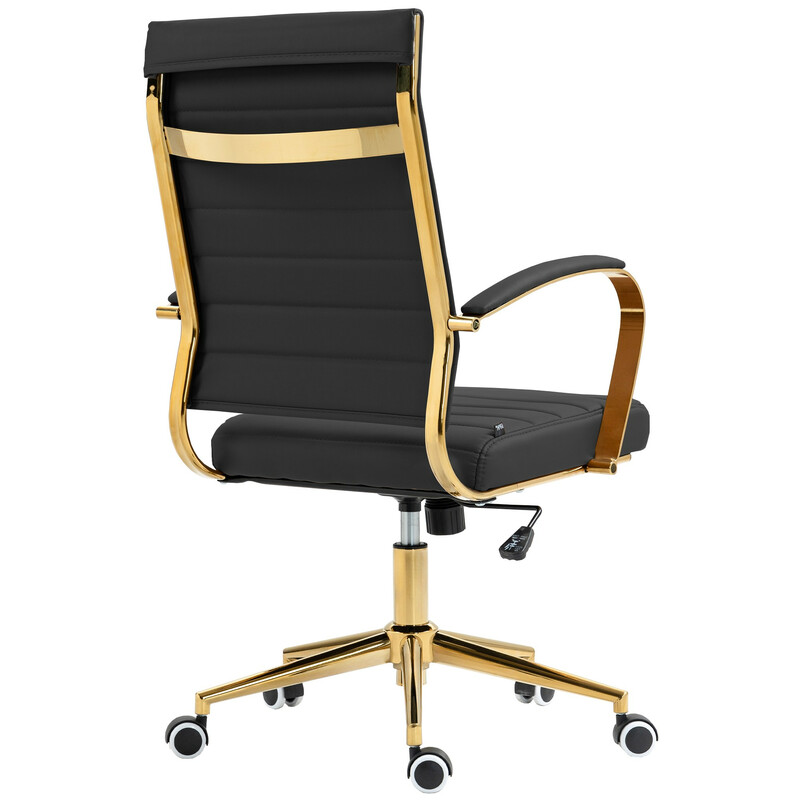 Elegant ergonomisk kontorsstol i konstläder med gyllene detaljer
