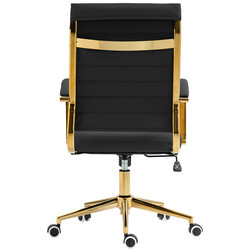 Elegant ergonomisk kontorsstol i konstläder med gyllene detaljer
