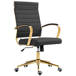 Elegant ergonomisk kontorsstol i konstläder med gyllene detaljer