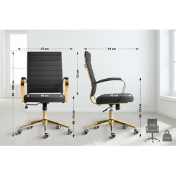 Elegant ergonomisk kontorsstol i konstläder med gyllene detaljer