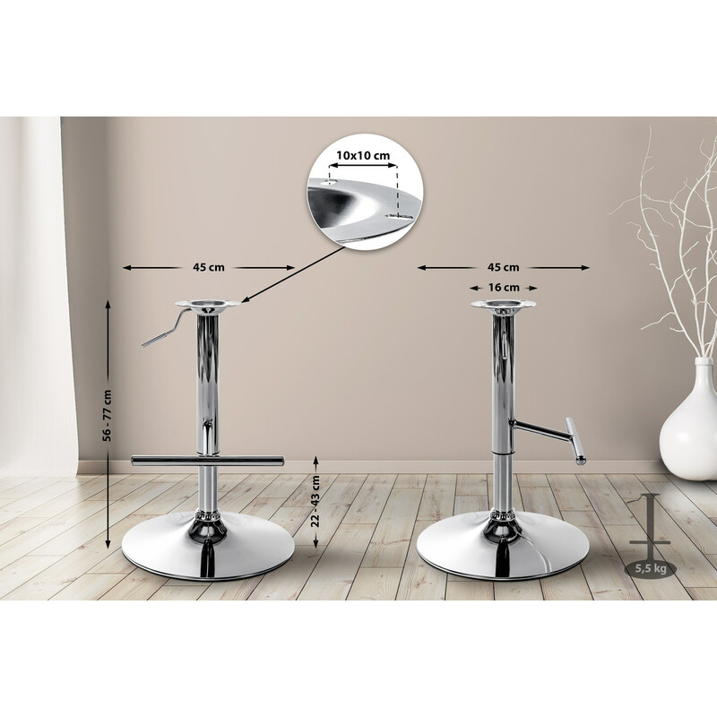 Höjdjusterbart barstolsstativ med fotstöd i svart eller krom