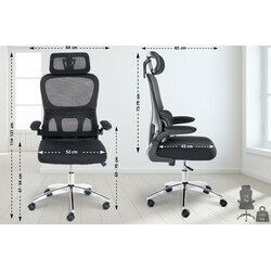 Ergonomisk kontorsstol med justerbart nackstöd och svankstöd