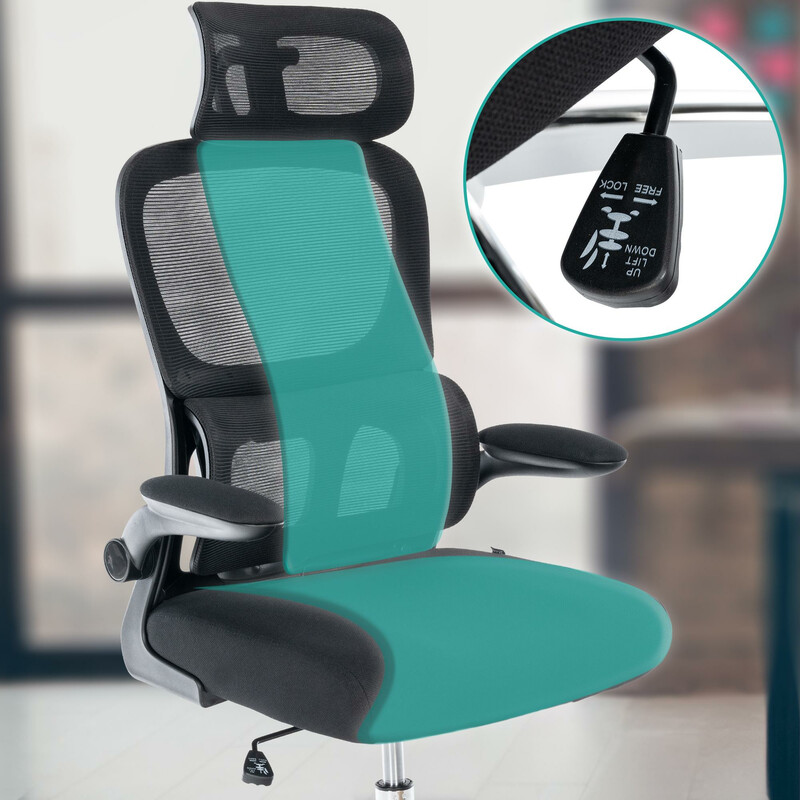 Ergonomisk kontorsstol med justerbart nackstöd och svankstöd