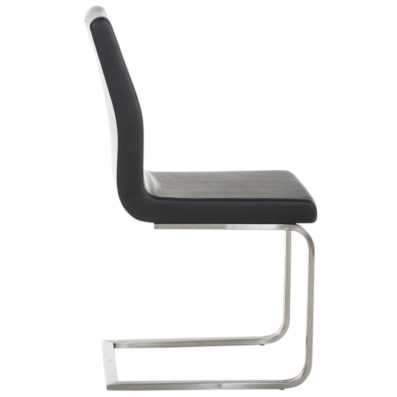 Eleganta matstolar i konstläder med rostfri stålram