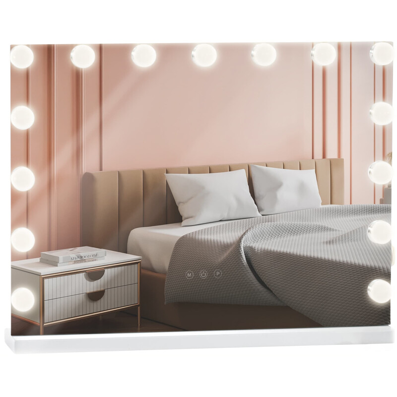 Sminkspegel med led-belysning och usb-port för väggmontering