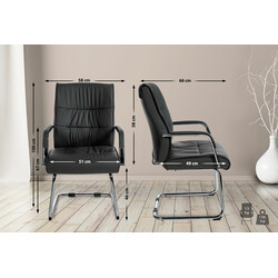 Elegant ergonomisk besöksstol med konstläder och metallram